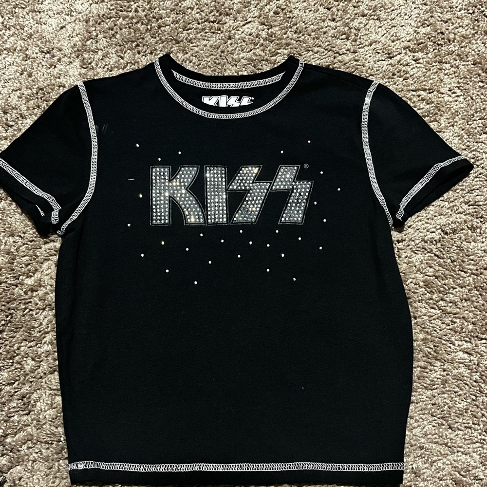 Kiss Black Short Sleeve Tee with Logo